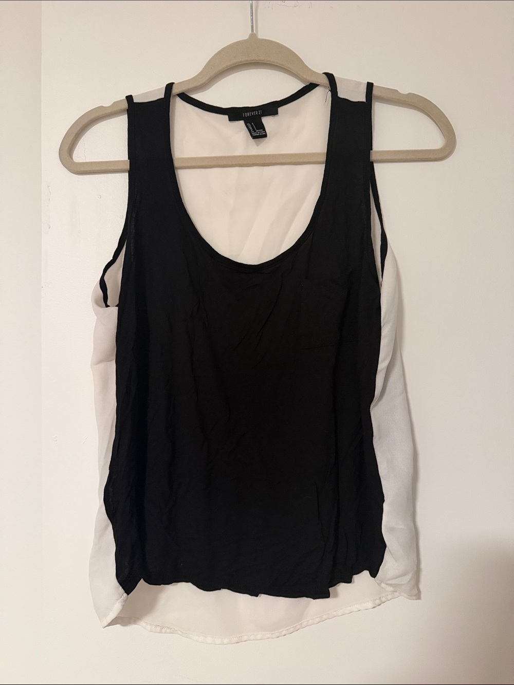 Forever 21 Black and White Two-Tone Layered Tank